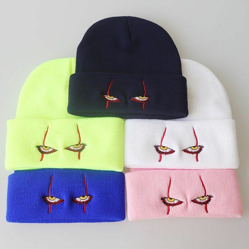 Autumn Winter Hat Knitted Beanies Warm Outdoor Knitted Embroidered Dome Knit 1PC