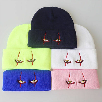 Autumn Winter Hat Knitted Beanies Warm Outdoor Knitted Embroidered Dome Knit 1PC
