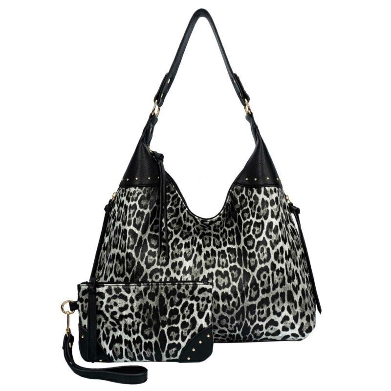 Celela Women Concealed Carry Handbag Pattern Studs Hobo Shoulder Bag W/ Purse