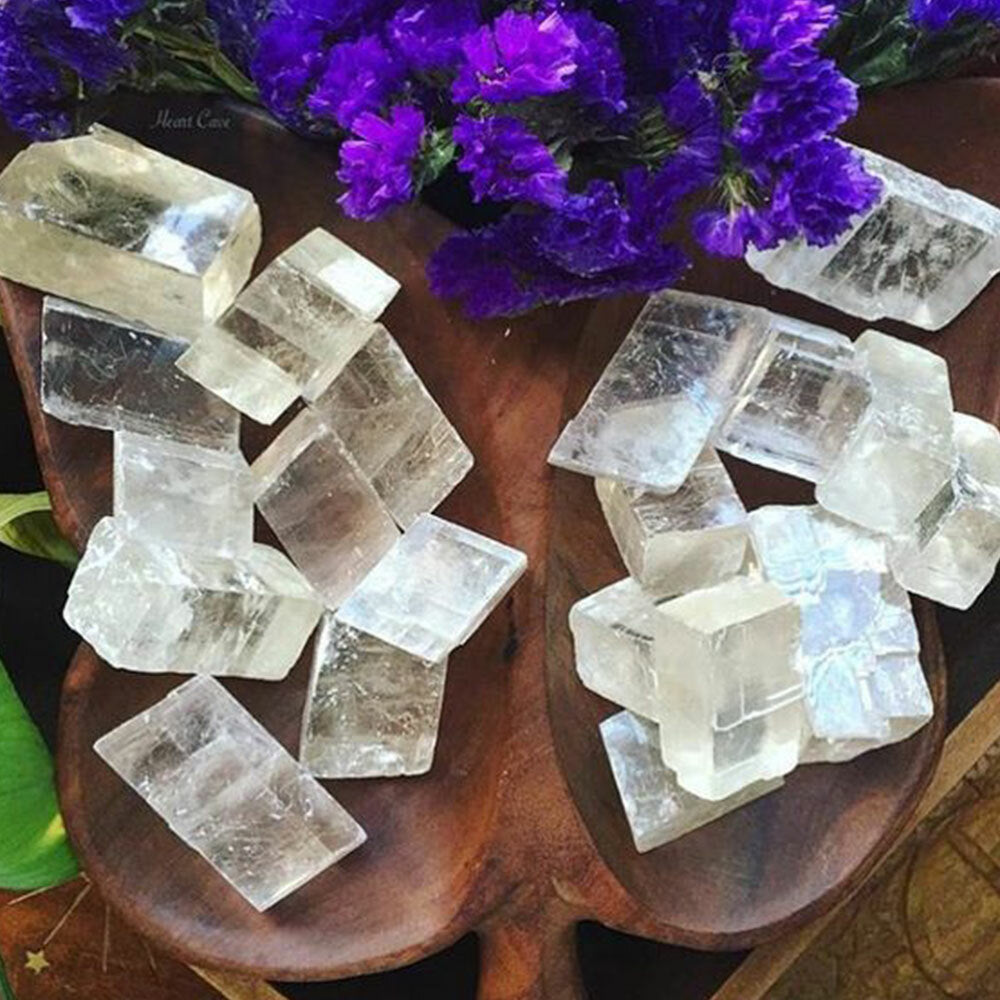 1pc Natural Iceland Spar Quartz Crystal Mineral Teaching Healing 30g+-