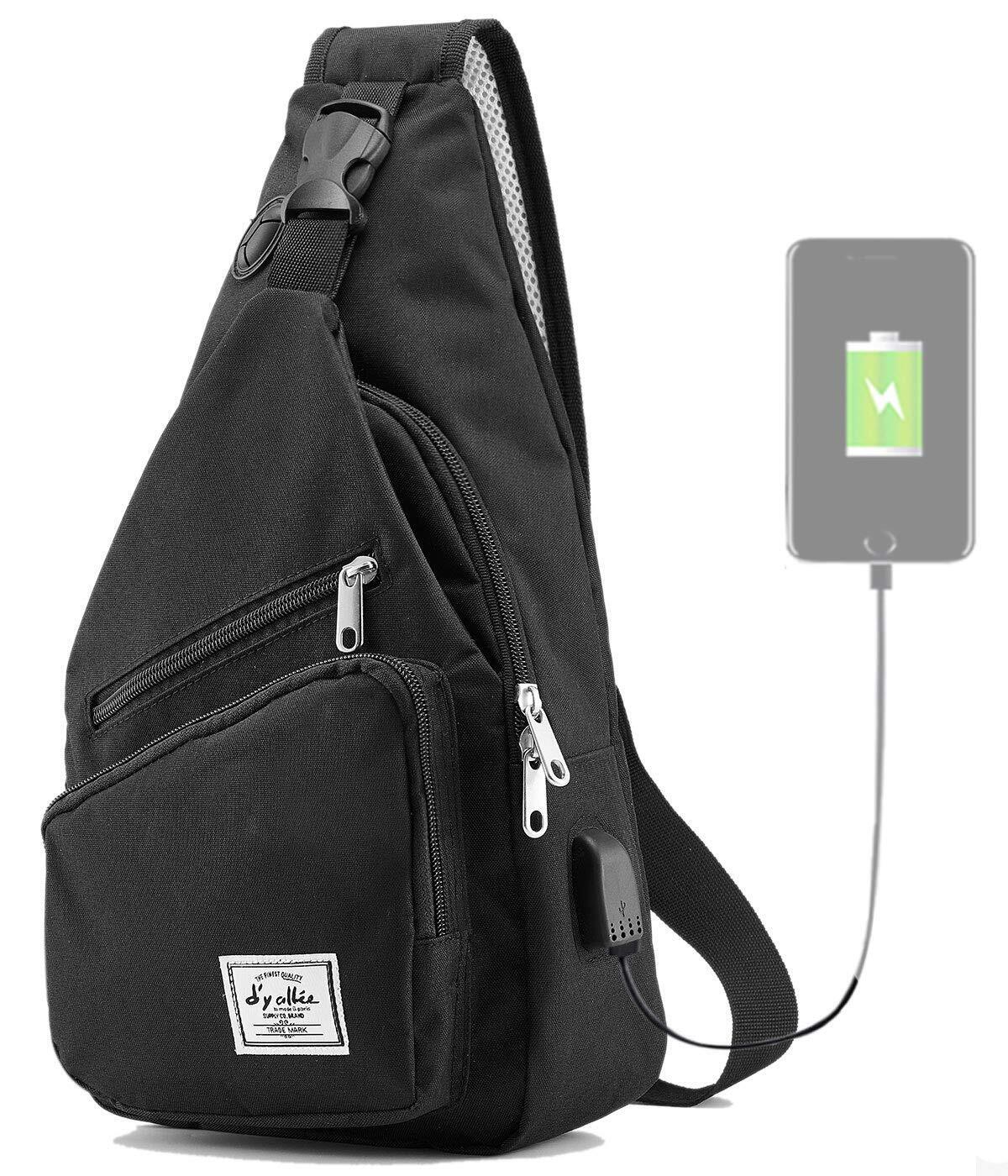 d'yallee 15.4" Sling Bag for Men Crossbody Shoulder Chest One Size, Black