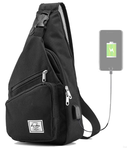 d'yallee 15.4" Sling Bag for Men Crossbody Shoulder Chest One Size, Black