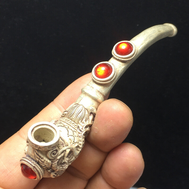 1pc New Copper Small Dragon Head Pipe Smoking Tool Statue Home Decoration