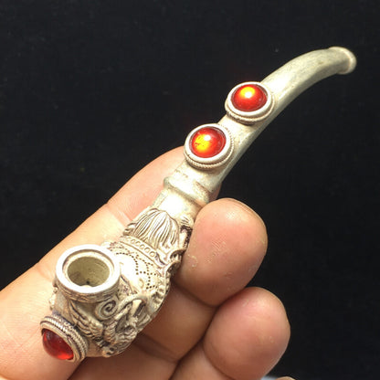 1pc New Copper Small Dragon Head Pipe Smoking Tool Statue Home Decoration
