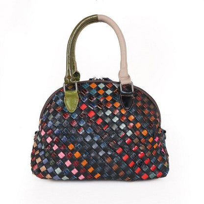 Polyester Retro Hand Woven Shell Bag Shoulder Purse Luxury Handbags 27*14*22 CM
