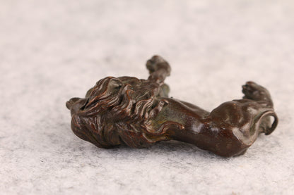 Mini Good stand Bronze lion leo Collection netsuke statue tea pet table decor