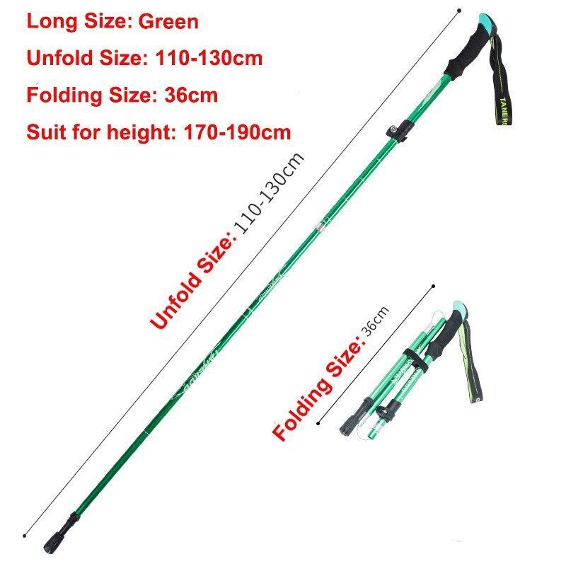 5-Section Folding Trekking Poles Nordic Walking Stick Hiking Telescopic Cane 1PC