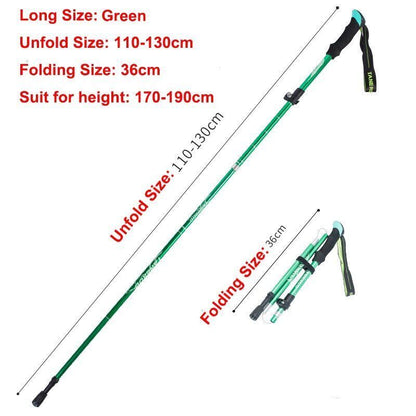 5-Section Folding Trekking Poles Nordic Walking Stick Hiking Telescopic Cane 1PC