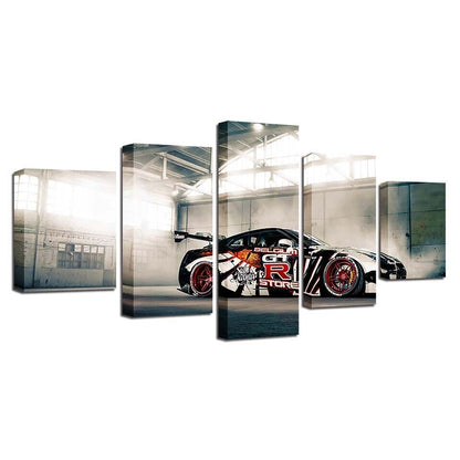 Nissan GTR Car Sport Car Canvas Prints Painting Wall Art Home Decor Poster 5PCS