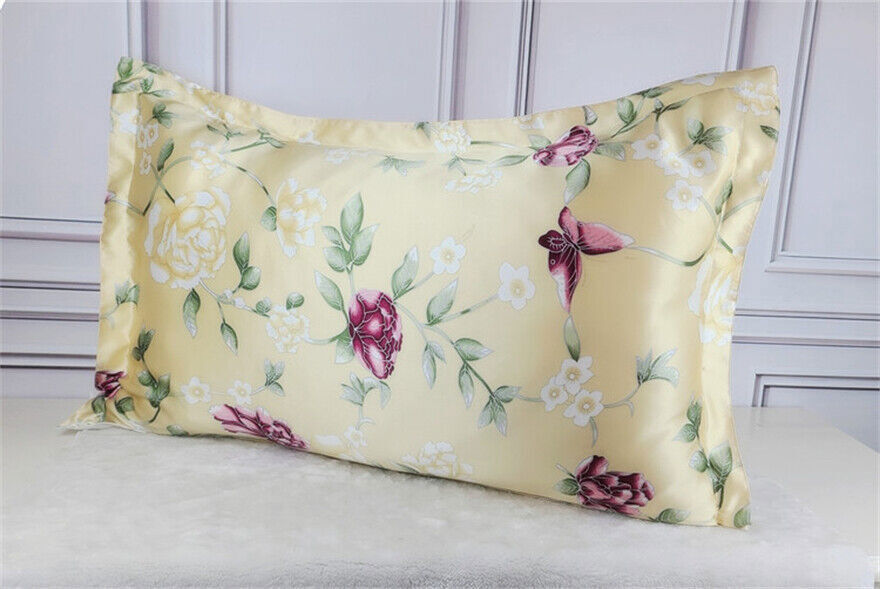 Mulberry Silk Pillowcase 25 Momme Floral Genuine Silk Sleep Pillow Cover Counter