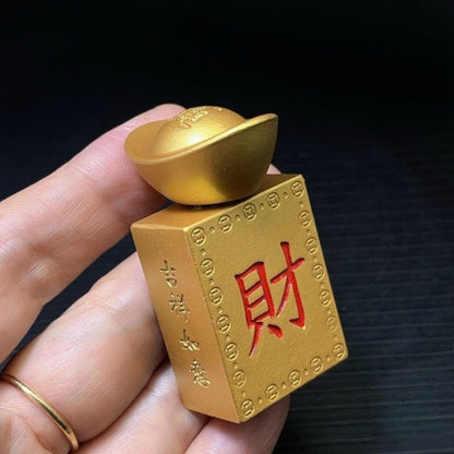Spinning Ingot Wealth Ornament Rotating Lucky Desk Decor Handheld Piece