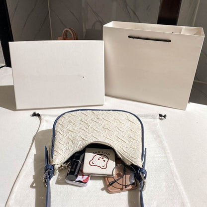 Synthetic Leather Handbags Zipper Small Shoulder Bag Casual fold Tote Half-Moon
