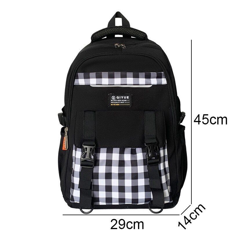 Plaid Waterproof College Backpack Laptop Traveling Book Backpack School Bag 1PC