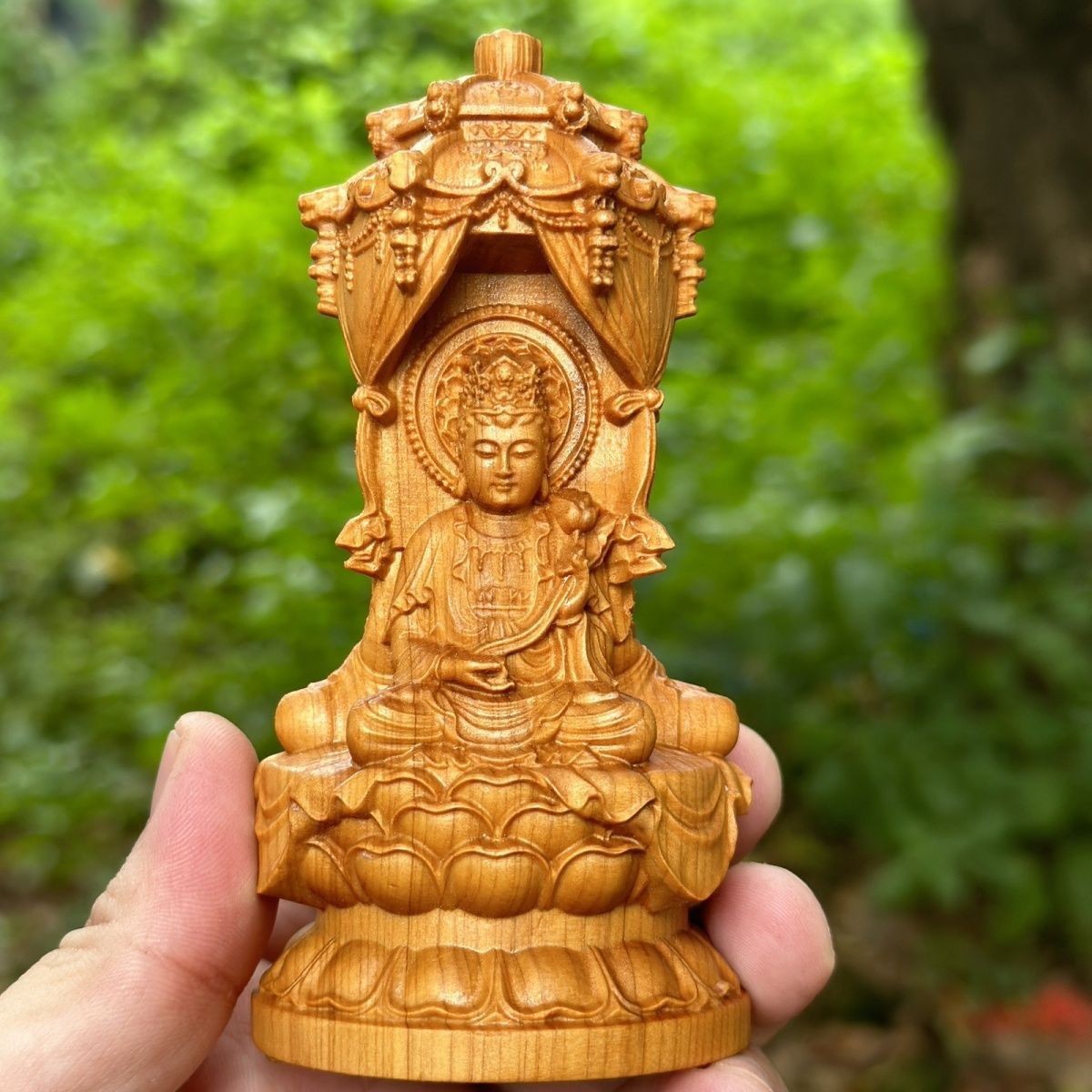 Yabai Wood Western Three Saints Buddha Hand Carved Decor
