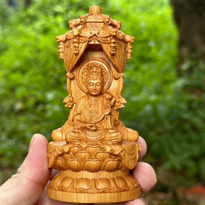 Yabai Wood Western Three Saints Buddha Hand Carved Decor