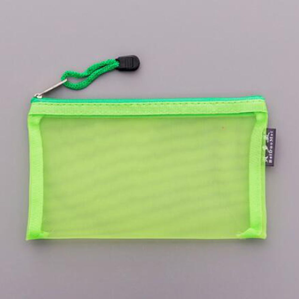 1Pc Transparent Grid Zipper Bag Pencil Case Storage Package 11*20CM PVC Cosmetic