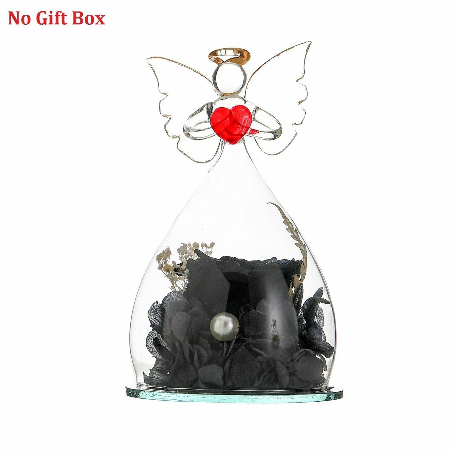 Real Rose Angel In Glass Dome Preserved Flowers Wedding Birthday Gifts 2.9 x4.3"