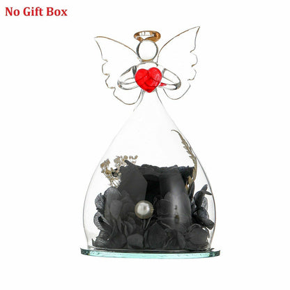 Real Rose Angel In Glass Dome Preserved Flowers Wedding Birthday Gifts 2.9 x4.3"