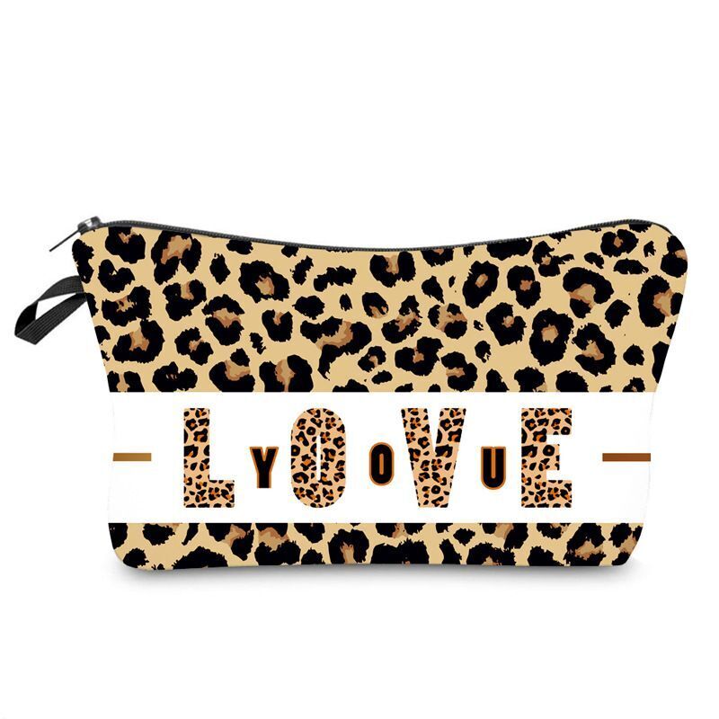 Leopard Printed Cosmetics Organizer Bag Storage Waterproof Makeup Purse Travel