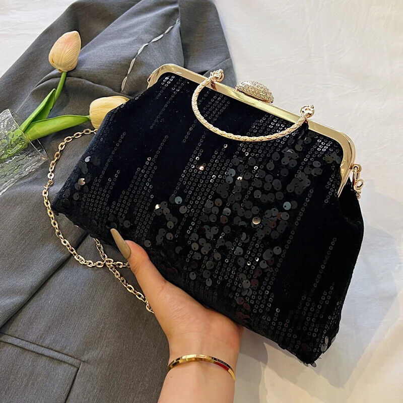Women Handbag Chain Shoulder Bag Lady Party Clip Shell Evening Clutch