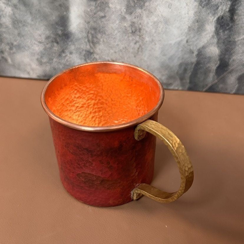 300ml Pure Copper Cup 3.15×2.95in Retro Fire Oxidation Handmade Coffee Mug