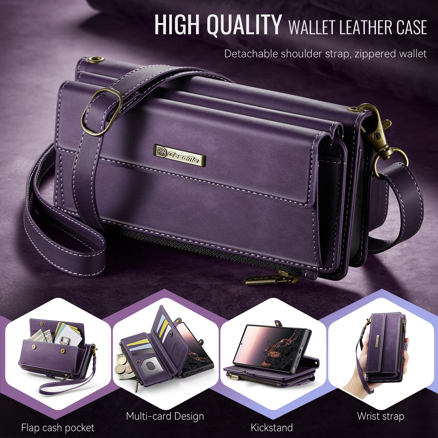 For Samsung Galaxy S25 Ultra Plus Wallet Case, Card Holder Kickstand Flip Cover
