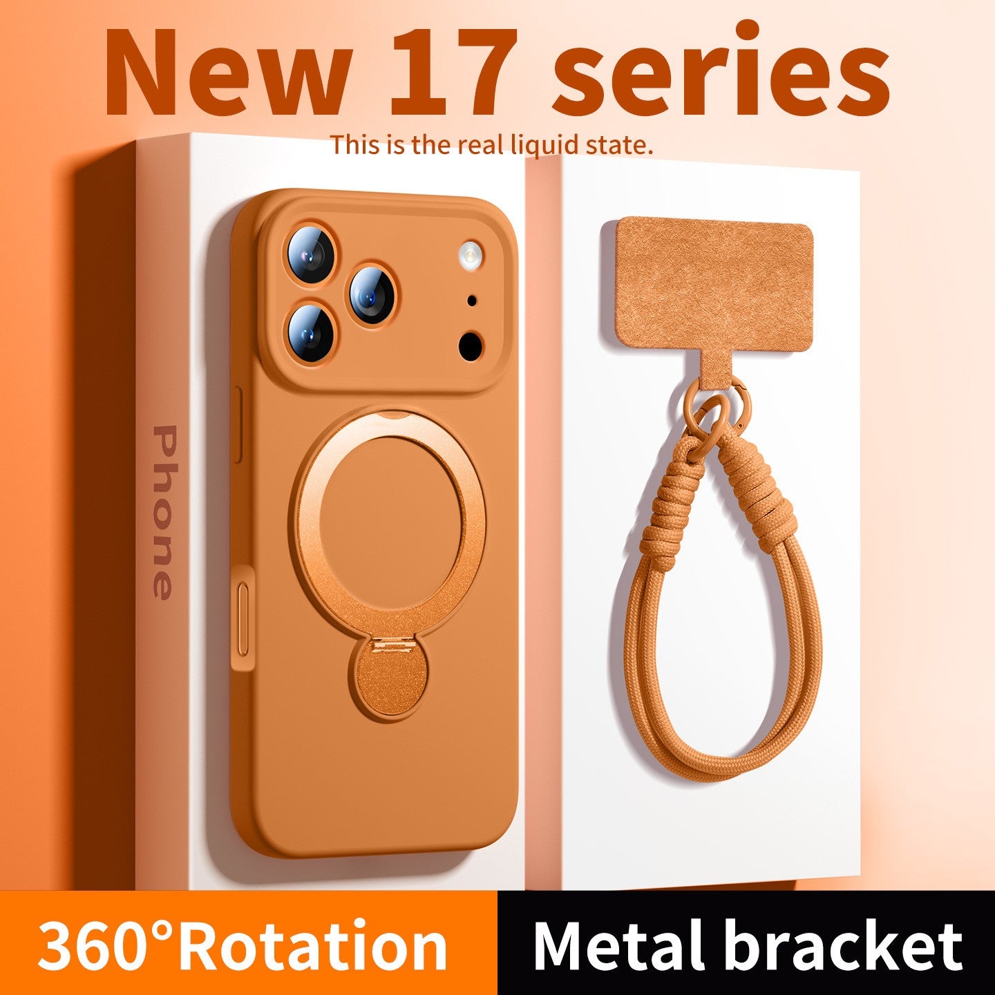360° Rotation Bracket Holder Clear Back Cover Case for iPhone17pro max/16/15/14