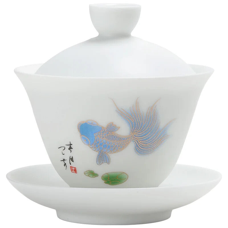 Cover Bowl Tea Cup Home New Style Ceramic Whiteware Large Cover Bowl Tea Bowl