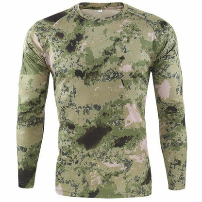 Camouflage T-shirt Outdoor Hiking Camping Military Tactical Long Sleeve Top M-XL
