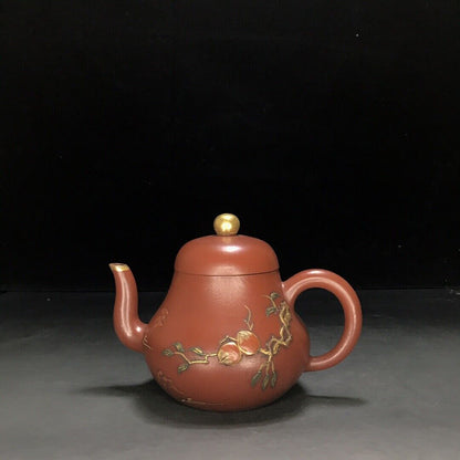 vintage chinese yixing purple clay teapot zisha ceremony carving Collectible art
