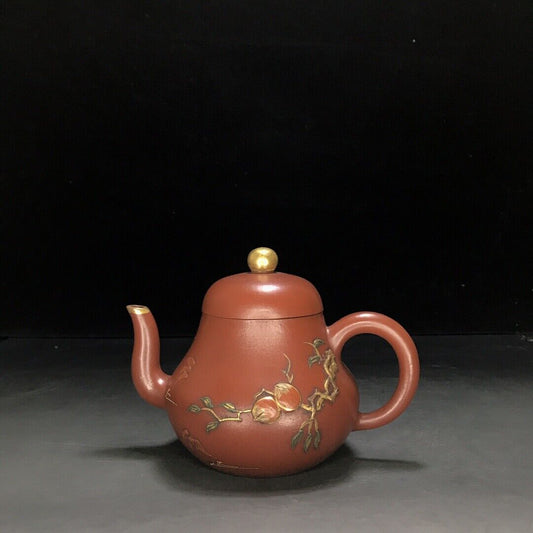 vintage chinese yixing purple clay teapot zisha ceremony carving Collectible art