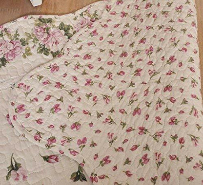 Rustic Rose Flowers Area Carpet Home Decor Cotton Pink Pattern Bedroom Floor Rug