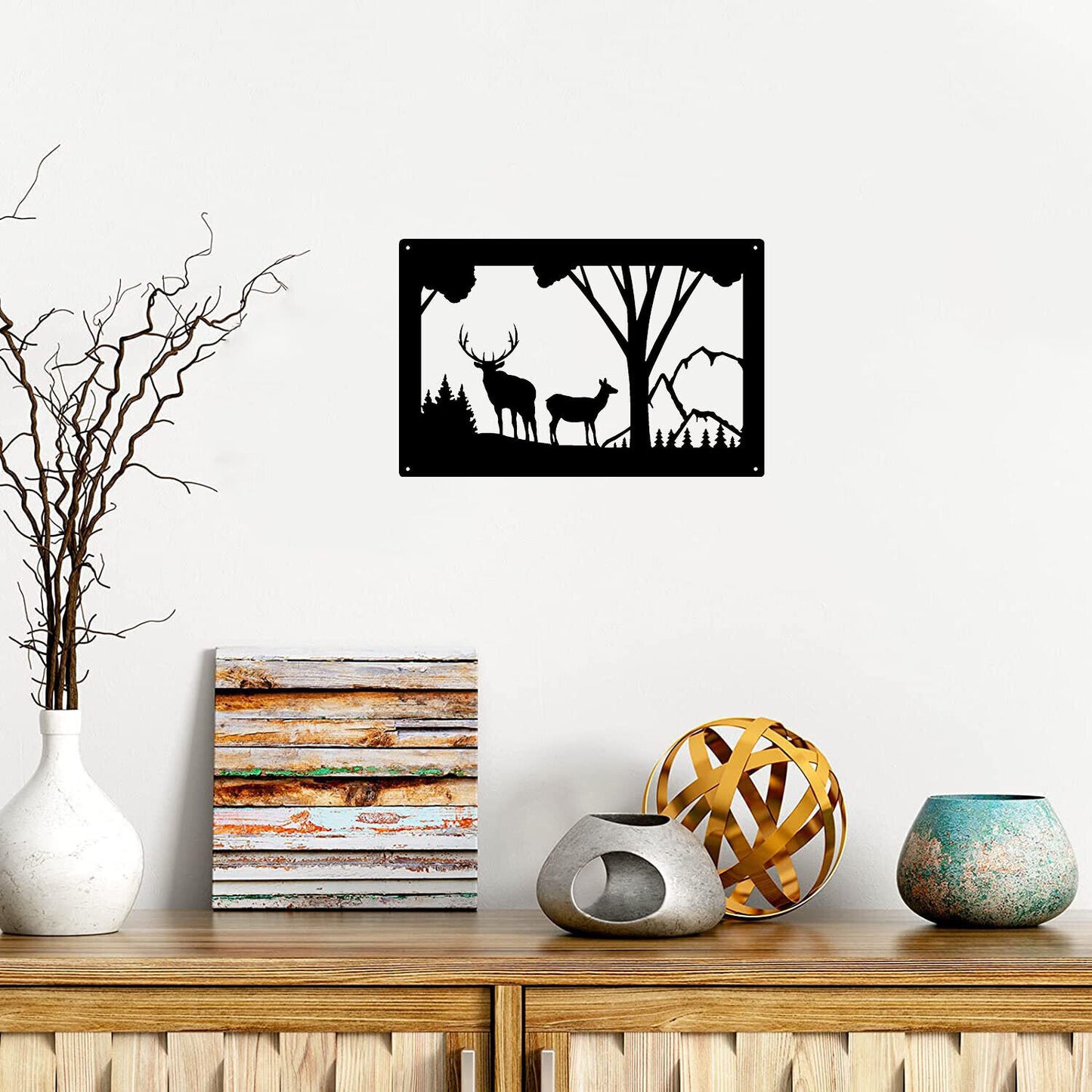 Wildlife Wall Art - Elk Overlook -Size 13.8" x 9" Metal Wall Art