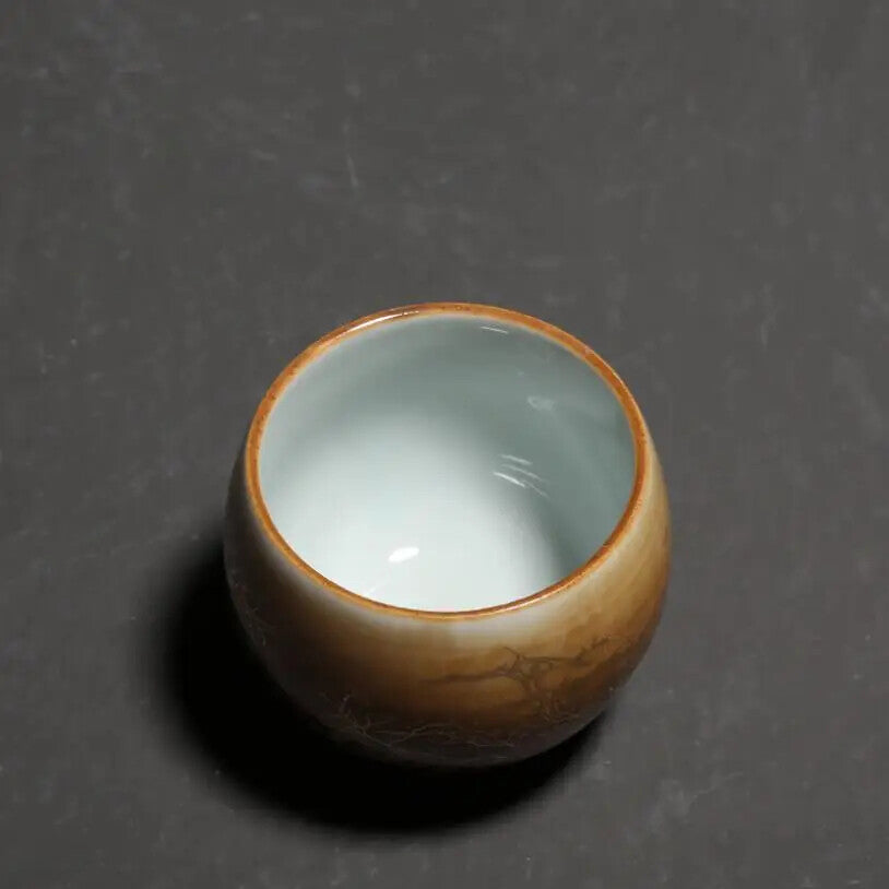 100ML Outline In Gold Pigmented Kung Fu Teacups Retro Ceramic Glaze