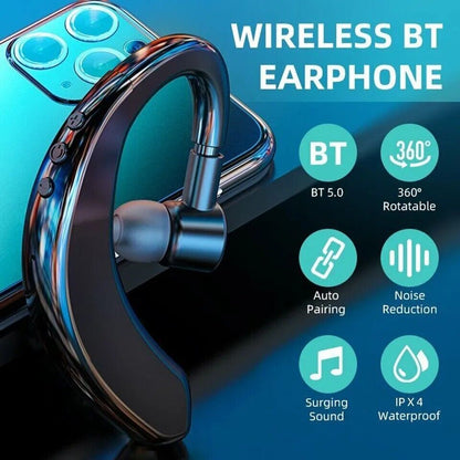 Wireless Bluetooth 5.0 Earpiece Headset Driving Trucker Earbuds Noise Cancelling