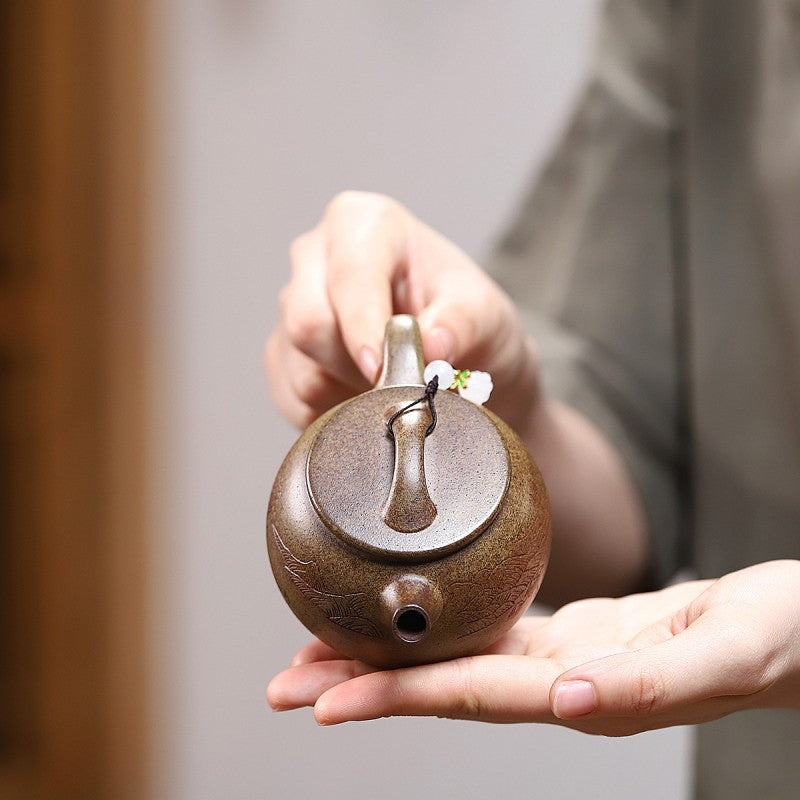 Hand-engraved Calligraphy Painting Original Duan Clay Yixing Purple Clay Tea Pot