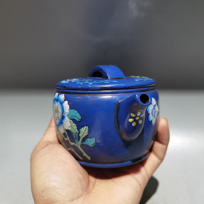 Chinese Yixing Zisha Clay Handmade Exquisite Teapot（珐琅彩四方竹壶 底款：老艺人）