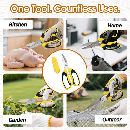 8 Inch Utility Scissors for Kitchen, Office, Craft & DIY – Heavy Duty Stainless