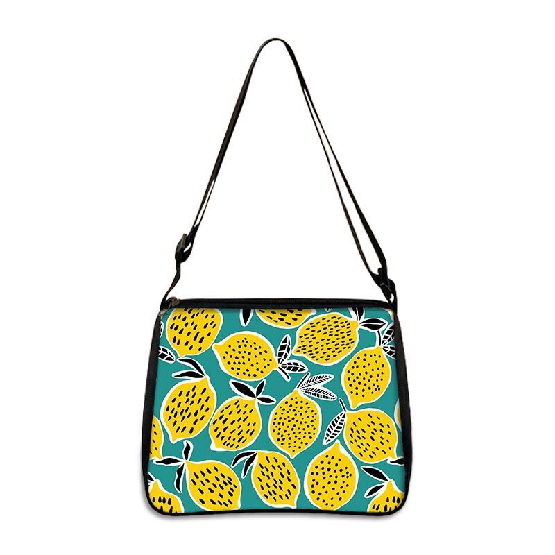 Cute Avocado Lemon Print Shoulder Bags Handbag Clutch Lipstick Purse Storage Bag