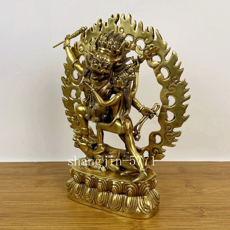 21cm Tibet Buddhism Bronze Hevajra Mandkesvara HAPPY Budda Yab-Yum Buddha Statue