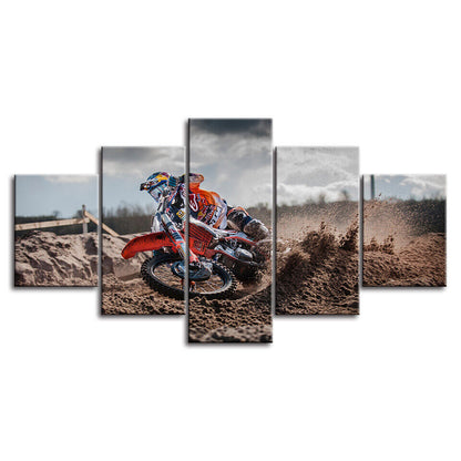 Motocross Dirt Motorbike Racing Canvas Prints Painting Wall Art Home Decor 5PCS