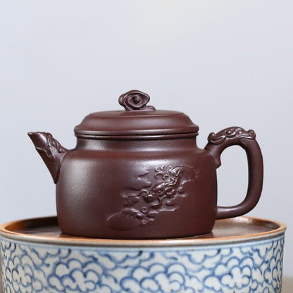 Sold At A Loss Real Yixing Zisha Purple Clay Tea Pot Handmade Carved Dezhong Pot
