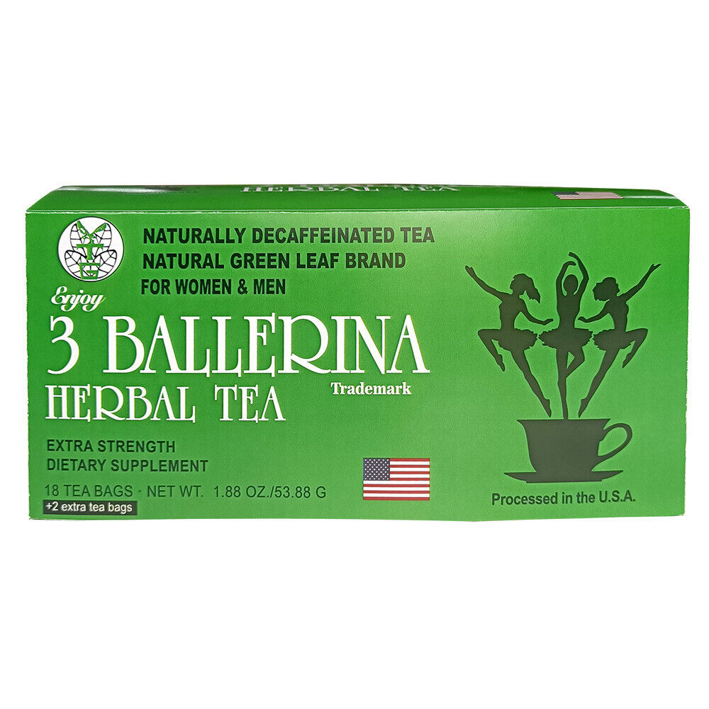 3 BALLERINA HERBAL TEA NATURALLY DECAFFEINATED WOMEN MEN 1.88oz