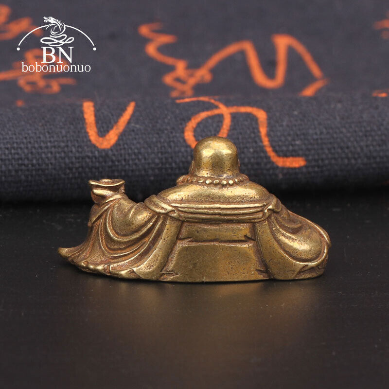 1.7"in Bronze Big Belly Laughing Maitreya Buddha Statue Brass Figurines