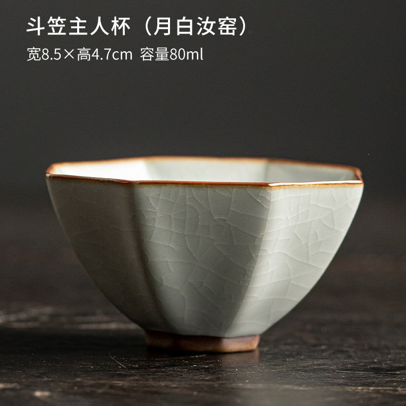 1pc Handmade Ru Kiln Teacup Master Cup Single Cup Tasting Cup Kung Fu Tea Set