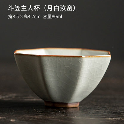 1pc Handmade Ru Kiln Teacup Master Cup Single Cup Tasting Cup Kung Fu Tea Set