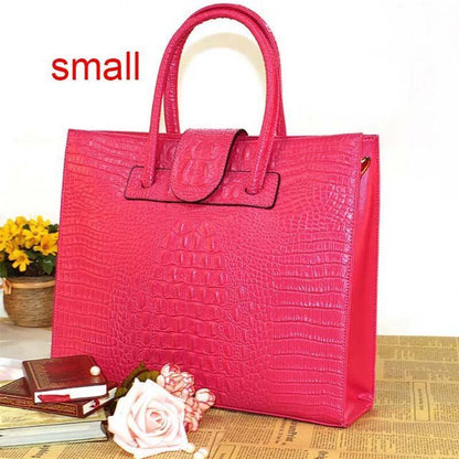 Briefcase Genuine Leather Handbag Big Totes Large Shoulder Bag Crocodile Pattern