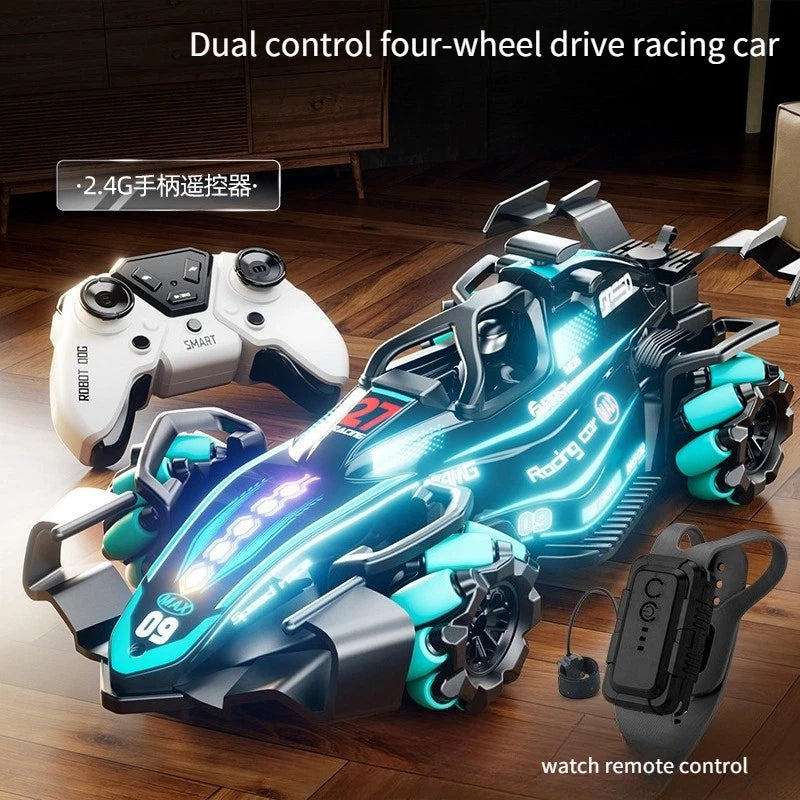 Remote control stunt drift 4WD light spray gesture induction children's toy car