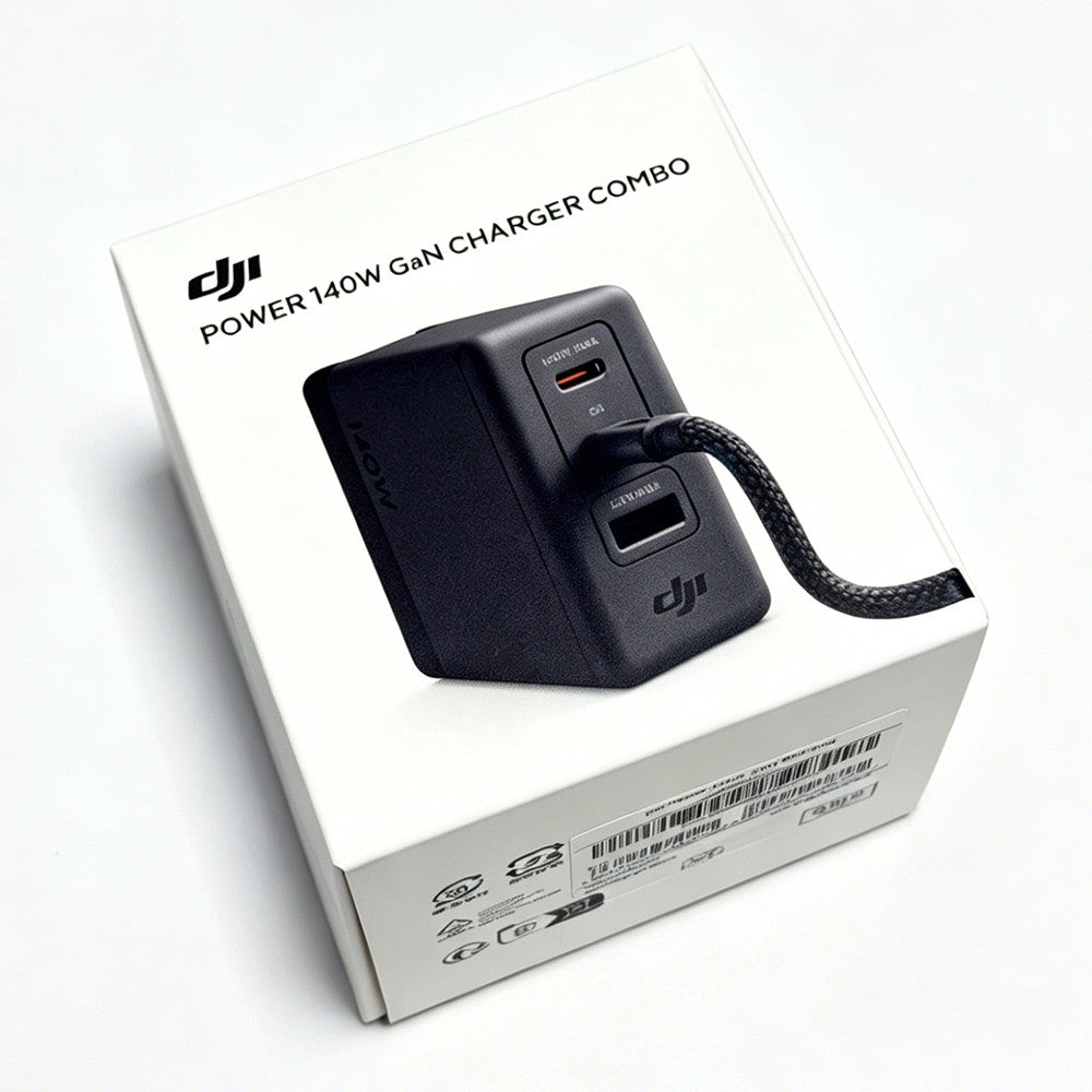 DJI Power 140W GaN Charger Kit–OLED Display Cable,PD 3.1, 3‑Port,For MacBook/DJI