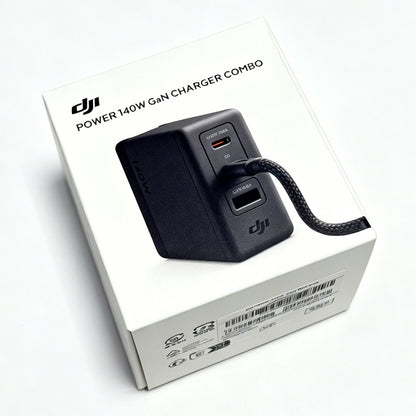 DJI Power 140W GaN Charger Kit–OLED Display Cable,PD 3.1, 3‑Port,For MacBook/DJI